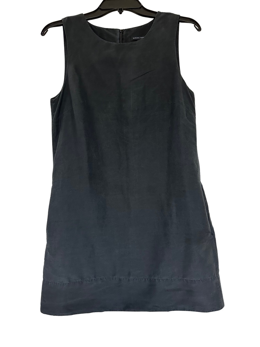 Sleeveless Black Silk Shift Dress Career Pockets Sz 6 Banana Republic